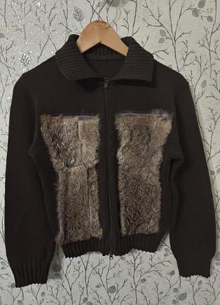 Кофта шерсть хутро кролик