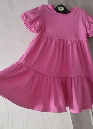 Розовое детское платье на девочку 5-6 лет