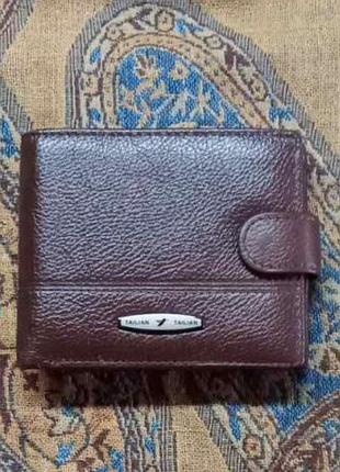 Кожаный мужской кошелек с визитницей. туреченица, бордо
