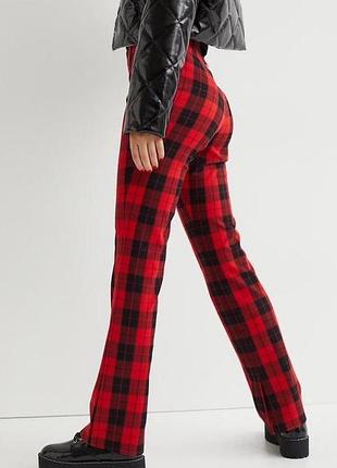 Школьные модные красные в клетку брюки брюки трикотажные клеш zara зара для девочки 10 лет 140