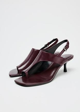 Кожаные мюли на каблуке zara