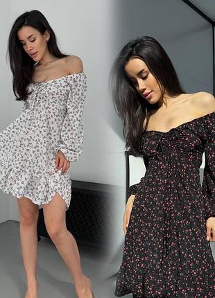 Весеннее нарядное платье в цветочный принт