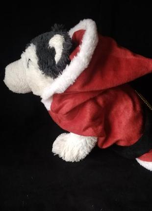 Мягкий новогодний наряд костюм санта клаус капюшоном для маленькой собачки