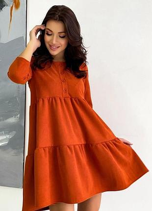 Терракотовое платье из диагональ-замши замшевое платье оранжевое