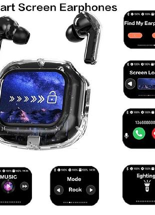 Беспроводные вакуумные наушники tws с дисплеем led, влагозащита ipx4 bluetooth 5.4 с кейсом. цвет: черный