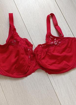 Бюстгальтер красный ажурный бюст кружевной лиф кружевый m&amp;s 32gg 70gg 70h