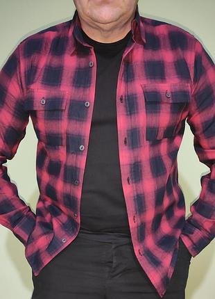 Стильная фирменная байковая каттон рубашка бренд.peacocks.м-л
