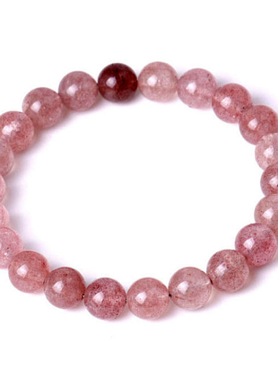 Браслет полуничний кварц 8мм.