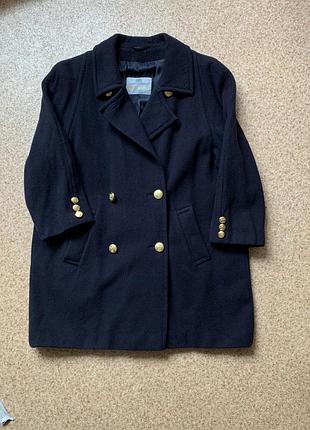 Пальто бушлат темно-синее 100% шерсть aquascutum пог 60 см