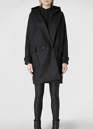 Чорне щільне пальто з італійської вовни преміум оригінал allsaints л