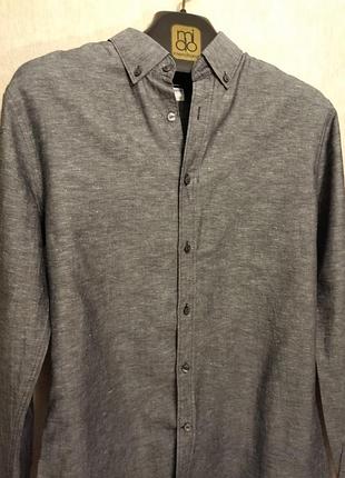 Мужская рубашка, лен с котоном, tiger of sweden, серого цвета, размер 42