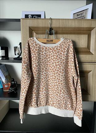 Свитшот на девочку в стильном леопардовом принте, кофта на девочку, 6, 7, 8 лет