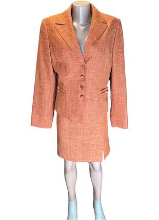 Цегловий лляний (20%) костюм з спідницею biba