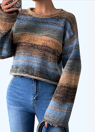 "пухлый" свитер shein chicease с укороченным подолом и длинным рукавом