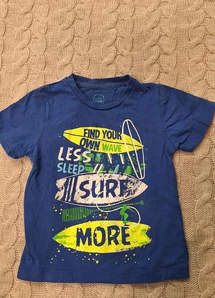 Футболка cool club 92 см, надпись surf, wave.