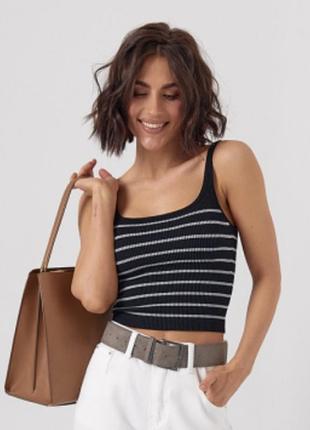 Коротка смугаста майка в рубчик4 фото