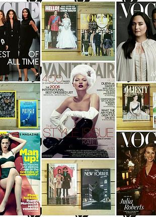 Журналы vogue uk-usa (2023-2024), majesty, gq uk, national geographic, new yorker (2023)