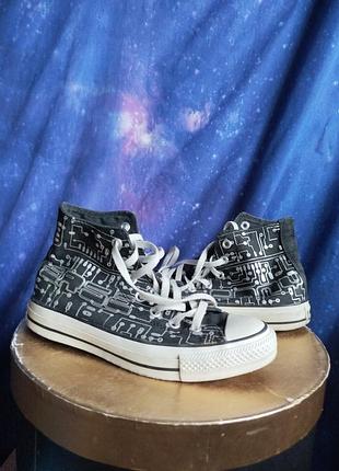 Оригинальные кеды converse с принтом микросхем киберпанк geek cyberpunk