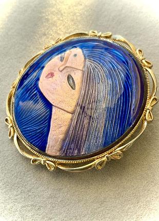 Японія брошка кулон amita художня емаль вінтаж мідь