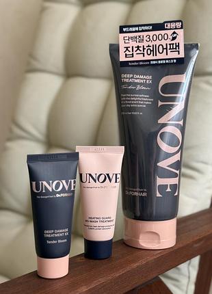 Протеиновая маска для поврежденных волос,теромазащита unove deep damage treatment ex