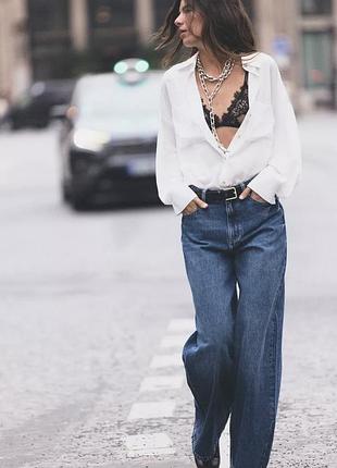 Джинсы wide leg на высокой посадке zara