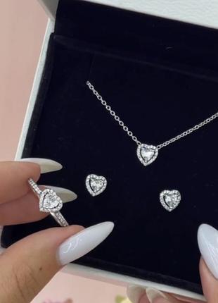 Срібний набір серце • сердечко • серебряный набор • пандора • pandora