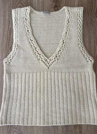 Женский полушерстяной жилет, вязаный резинкой