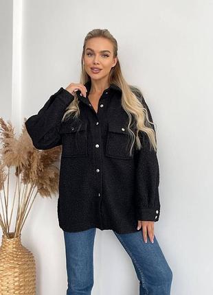 🌈8! шикарная шерстяная теплая букле черная черная женская рубашка шерсть женская рубашка теплая