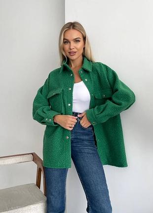 🌈8! шикарная шерстяная буклт зеленая женская рубашка изумрудная зеленая женская рубашка шерсть тепла