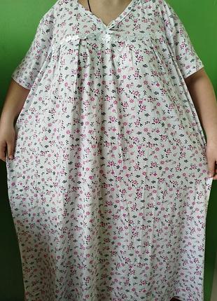 Ночнушка, женская ночная  рубашка большого размера. хлопок 100%, узбекистан.