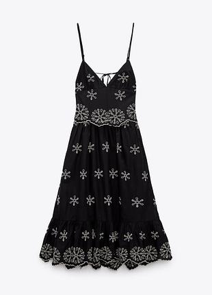 Платье сарафан zara с вышивкой