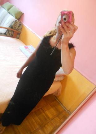 Платье черное бархатное вечернее стрейчевое3 фото