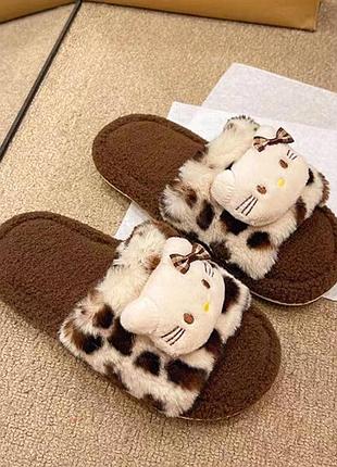 Домашні м'які леопардові капці hello kitty