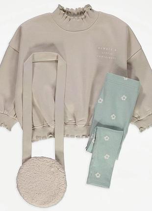 Костюм george англия р.110-116 5-6 лет свитшот, солодки, сумочка