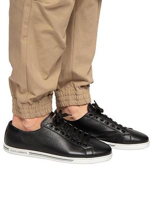 Dolce & gabbana black low top saint tropez leather sneakers люкс кожаные мужские кеды 42.5 27.5см