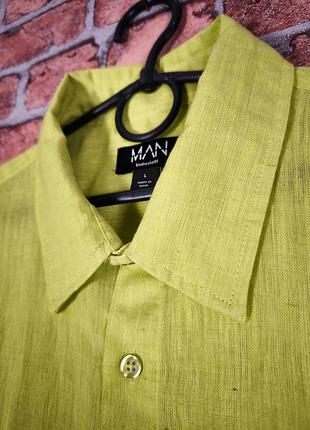 Рубашка на короткий рукав летняя гавайская гавайка с коротким рукавом boohoo man кислотная салатовая