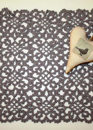 Серветка ажурна 38*30 см, льон/бавовна