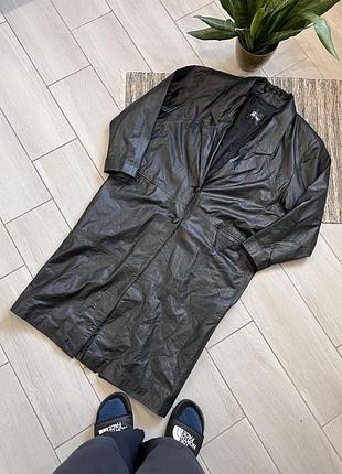 Вінтажне шкіряне пальто оверсайз панк тренч в стилі опіум comint