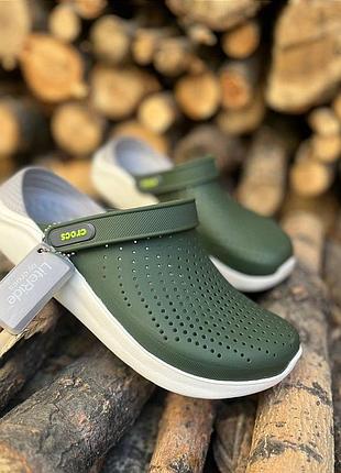 Мужские кроксы сабо crocs literide clog все размеры в наличии literide clog army green/white