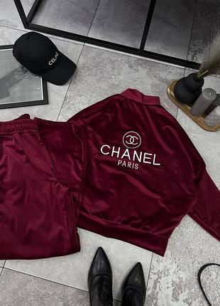 Велюровый прогулочный костюм с вышивкой на спине без капюшона