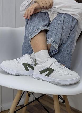 Кросівки білі з оливковим american club, кеди білі, кросівки дитячі якісні, розмір 32,33,34,35,36