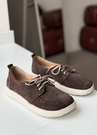 Замшеві легесенькі анатомічні кеди з круглим широким носком