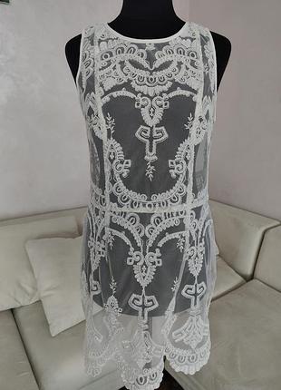 Мини кружево белое прозрачное платье ❤️h&amp;m