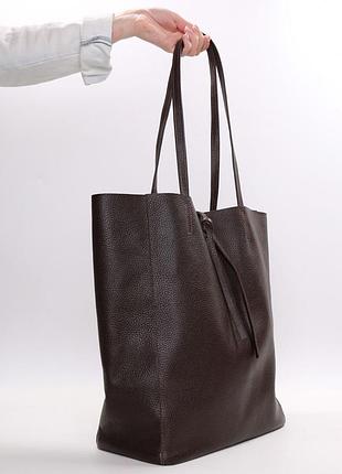 Шоппер шоколадный из натуральной кожи