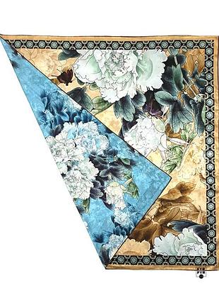 Шелковый платок двухсторонний принт 100% шелк шов роуль новый качественный