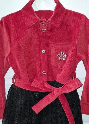 Нарядна сукня святкова тепла нарядное праздничное платье на девочку 104 110 с длинным рукавом