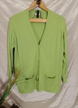 Кардиган женский тонкий с карманами шерсть + хлопок peter hahn нижняя