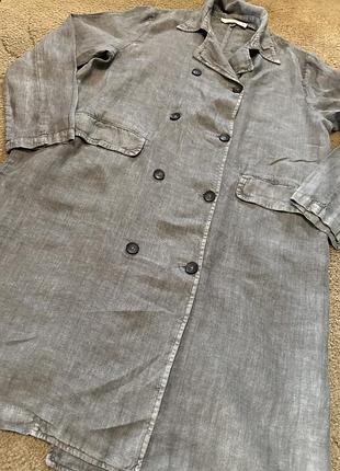 Плащ двубортный лен