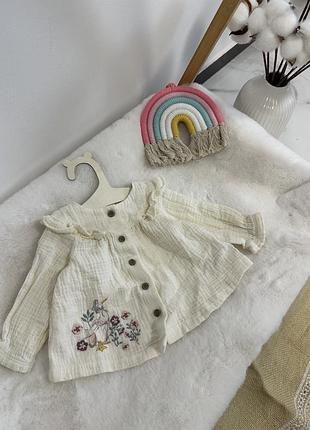 Стильная муслиновая рубашечка tu, молочная рубашка, блузочка, блузка