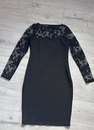 Черное платье с сеточкой